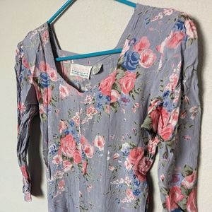 vintage lavender floral midi dress